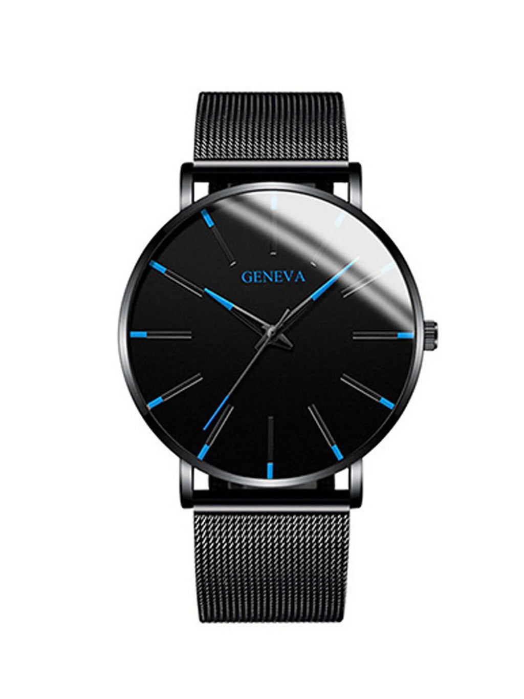 6-piece Fashion Blue Needle Men's Watch Men's Watch Quartz Watch Mesh Belt Set Qme