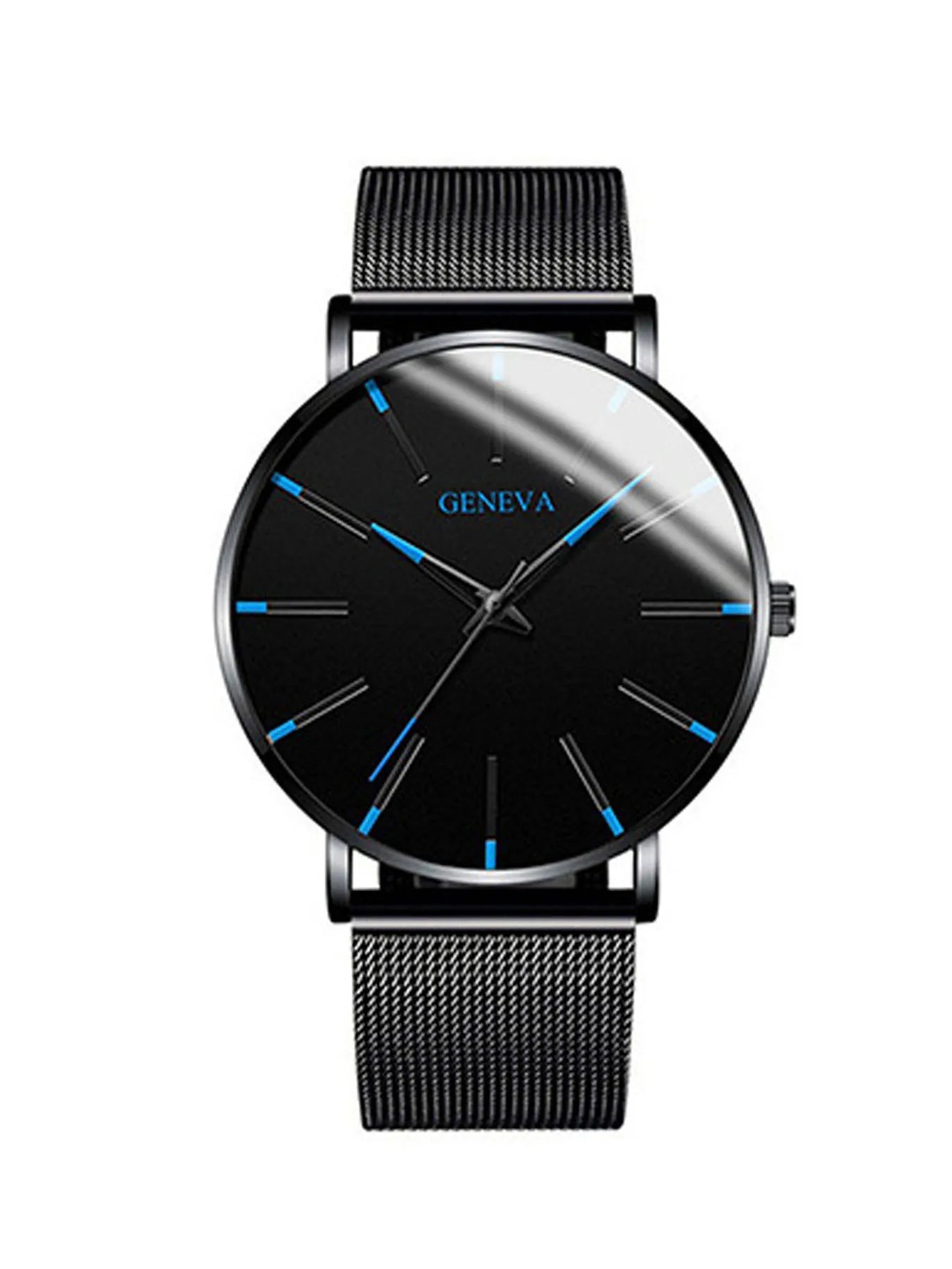6-piece Fashion Blue Needle Men's Watch Men's Watch Quartz Watch Mesh Belt Set Qme