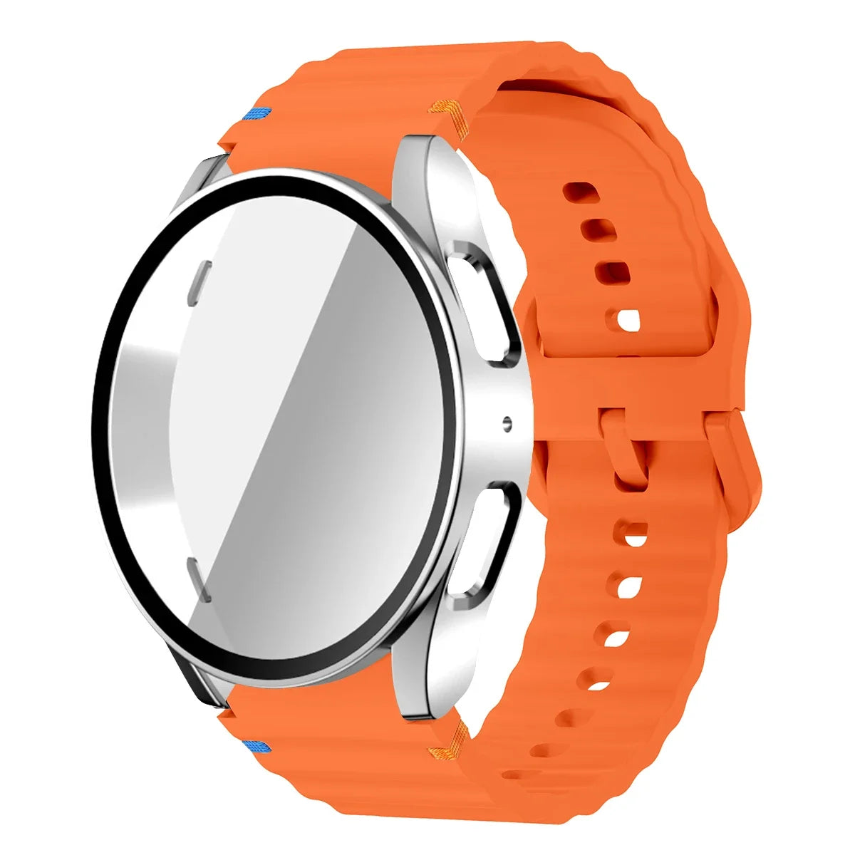 Silicone Strap for Samsung Watch 7 6 5 4 40mm 44mm 5Pro 45mm Band With Case Screen Protector Bumper cover for Wrist Accessories Qme