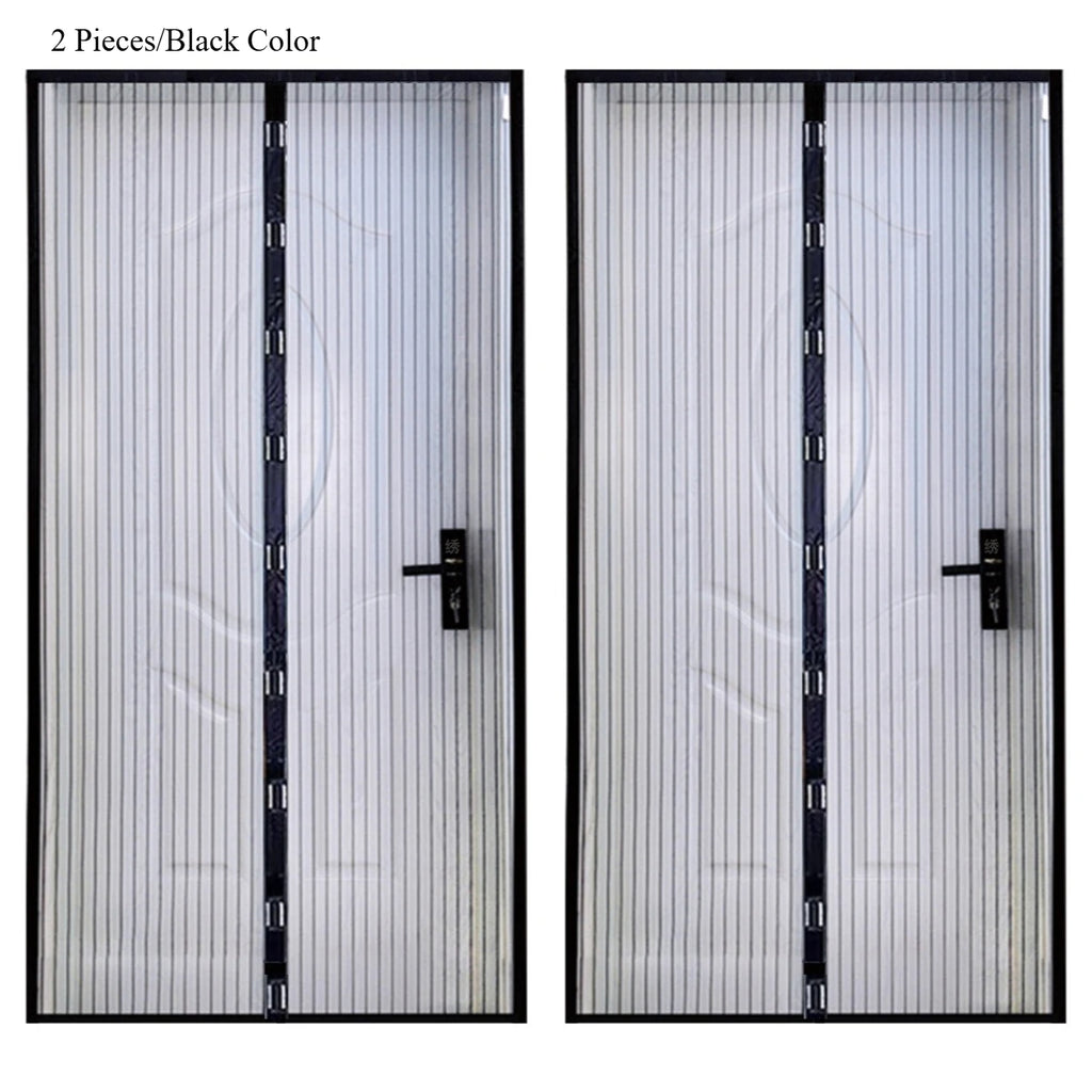 Fashion 2-Piece Magnetic Screen Door Self-Closing Mesh Curtain,Anti-Mosquito Breathable Net Home Bedroom Kitchen Balcony Door Qme Black LM120X210CM-2PCS