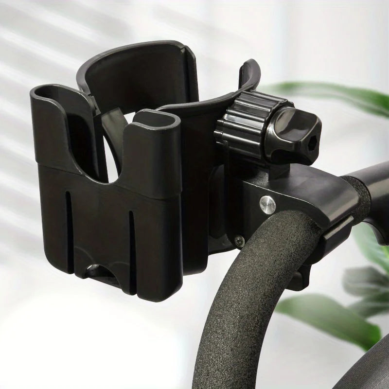 Universal Stroller Cup Holder Phone Combo 2-in-1 Adjustable Bottle Qme black