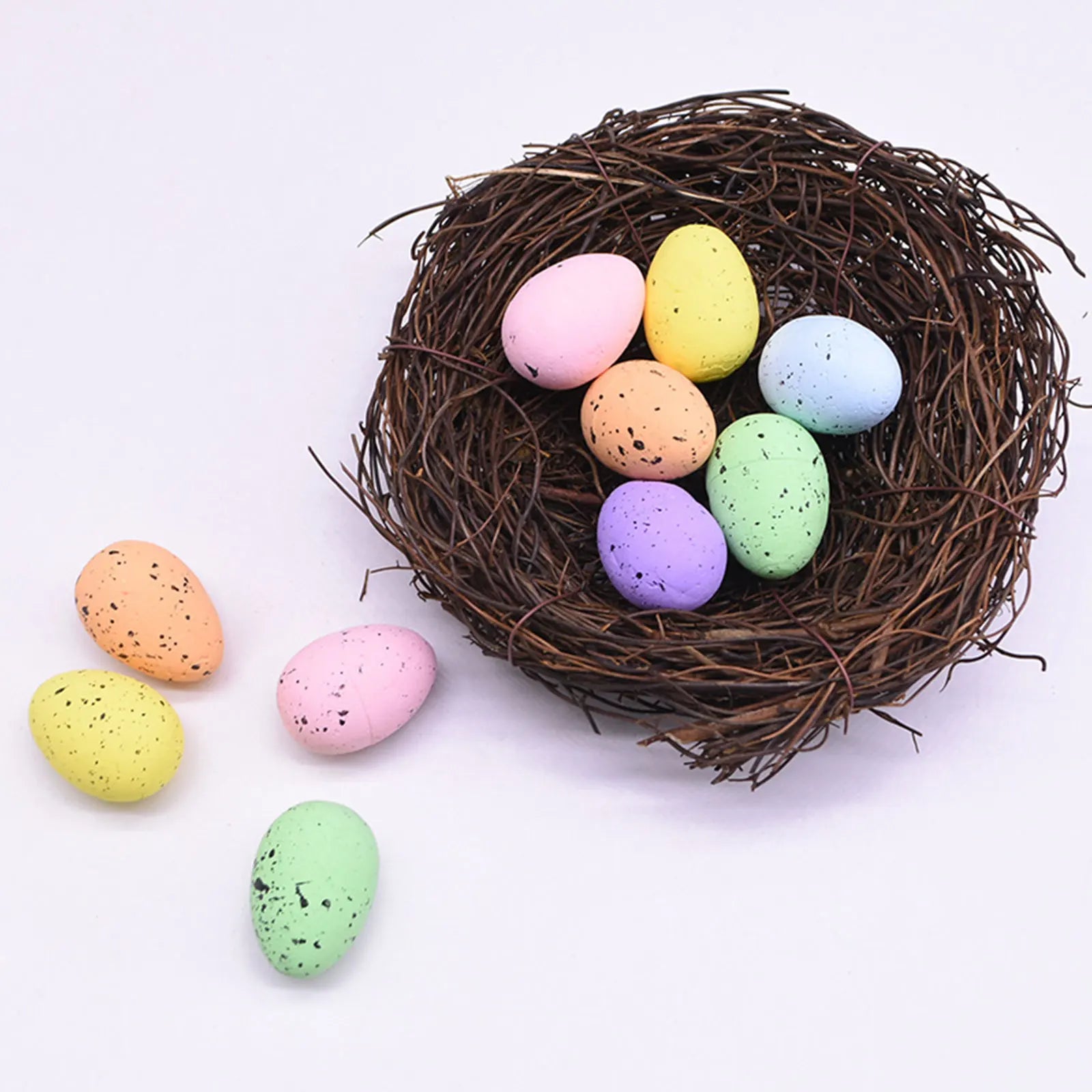 100PCS Colorful Foam Eggs Easter Egg Ornaments Crafts Birds Eggs DIY Wreath Easter Decoration Kids Diy Craft Qme