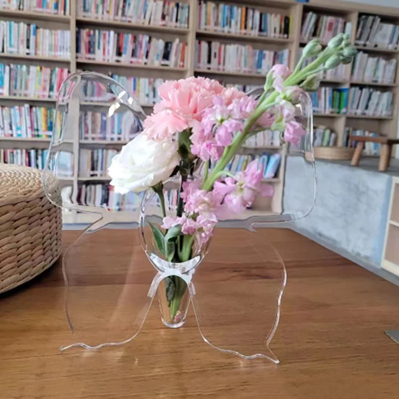 Transparent Butterfly Acrylic Flower Vase Three-dimensional Qme