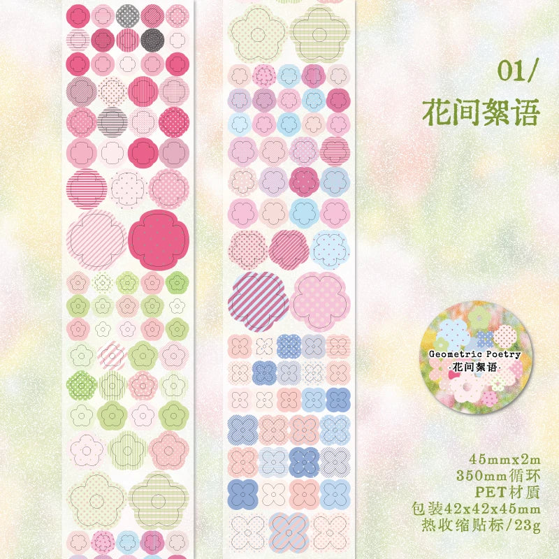 Cartoon watercolor geometry Washi Tape Collage Decorative DIY Scrapbooking Hand Made Masking Tape Japanese Stationery Stickers Qme A1