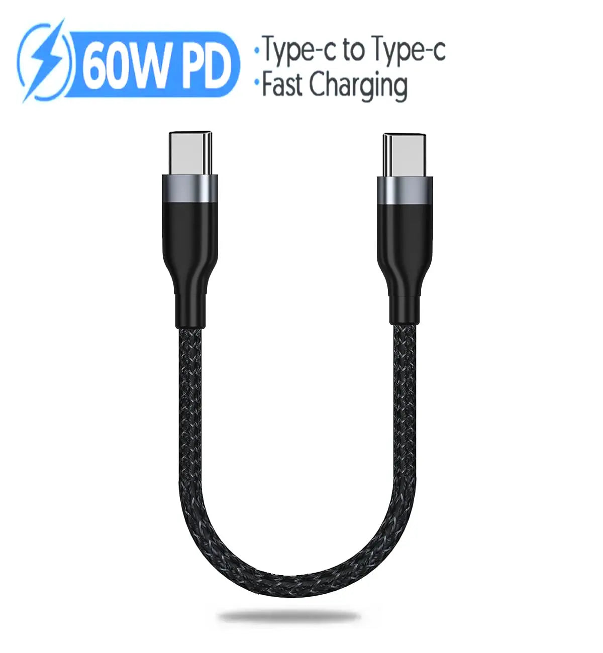 Type C to Type C 60W Fast Charging Cable USB C 0.25M Portable Short Data Cable For iPhone Samsung Xiaomi Dual PD Charge Cables Qme