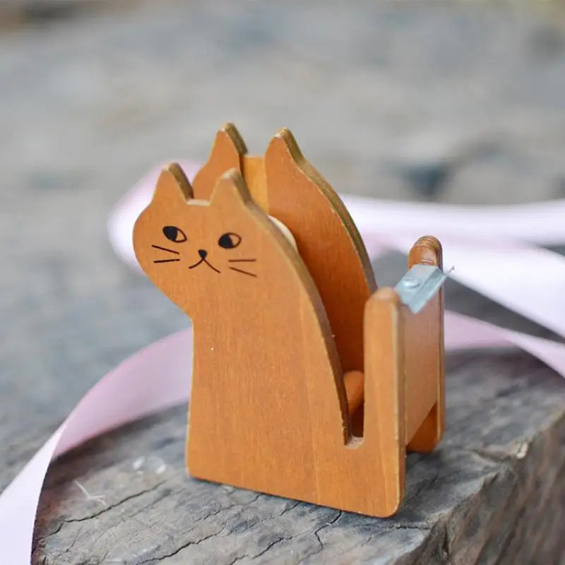 Wooden Tape Cutter Creative Animal Shape Squirrel Whale Design Office Qme A