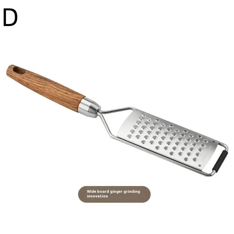 Cheese Grater Natural Wood Handle Stainless Steel Zester Kitchen Qme D