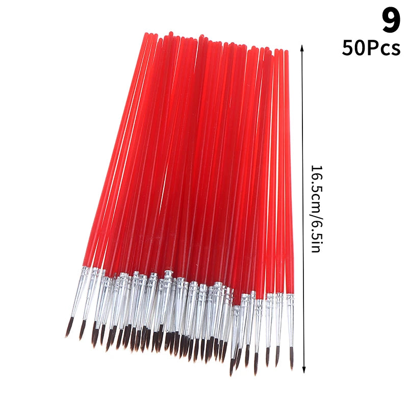 Painting Brushes Art Round Flat Hair Nylon Paint Brush Oil Acrylic Qme 9