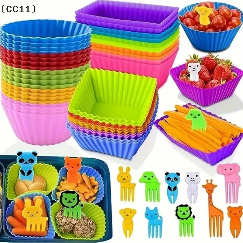 12 Silicone Lunch Box Dividers Bento Dish Cups Salad Dressing Kid Qme