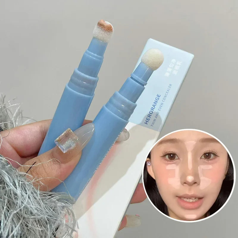 Soft Plush Head Concealer Pen Detail Covering Dark Circles Even Skin Tone Brightening Oil Control Foundation Face Holding Makeup Qme
