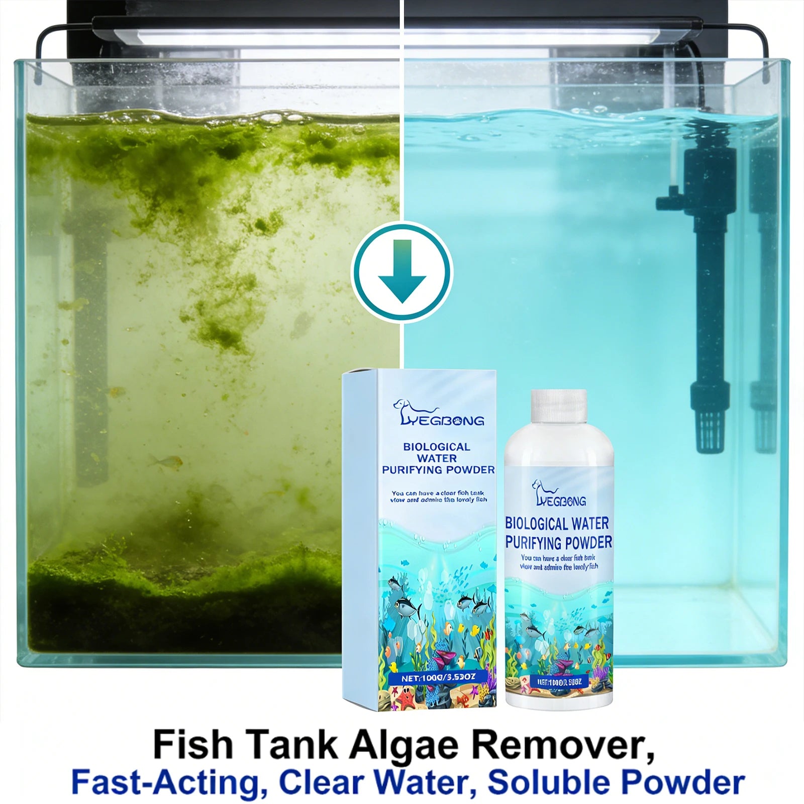 Fish Tank Water Purifier Powder Quickly Purify Water Quality Remove Algae Preventing Fish Diseases Instant Algae Removal Powder Qme