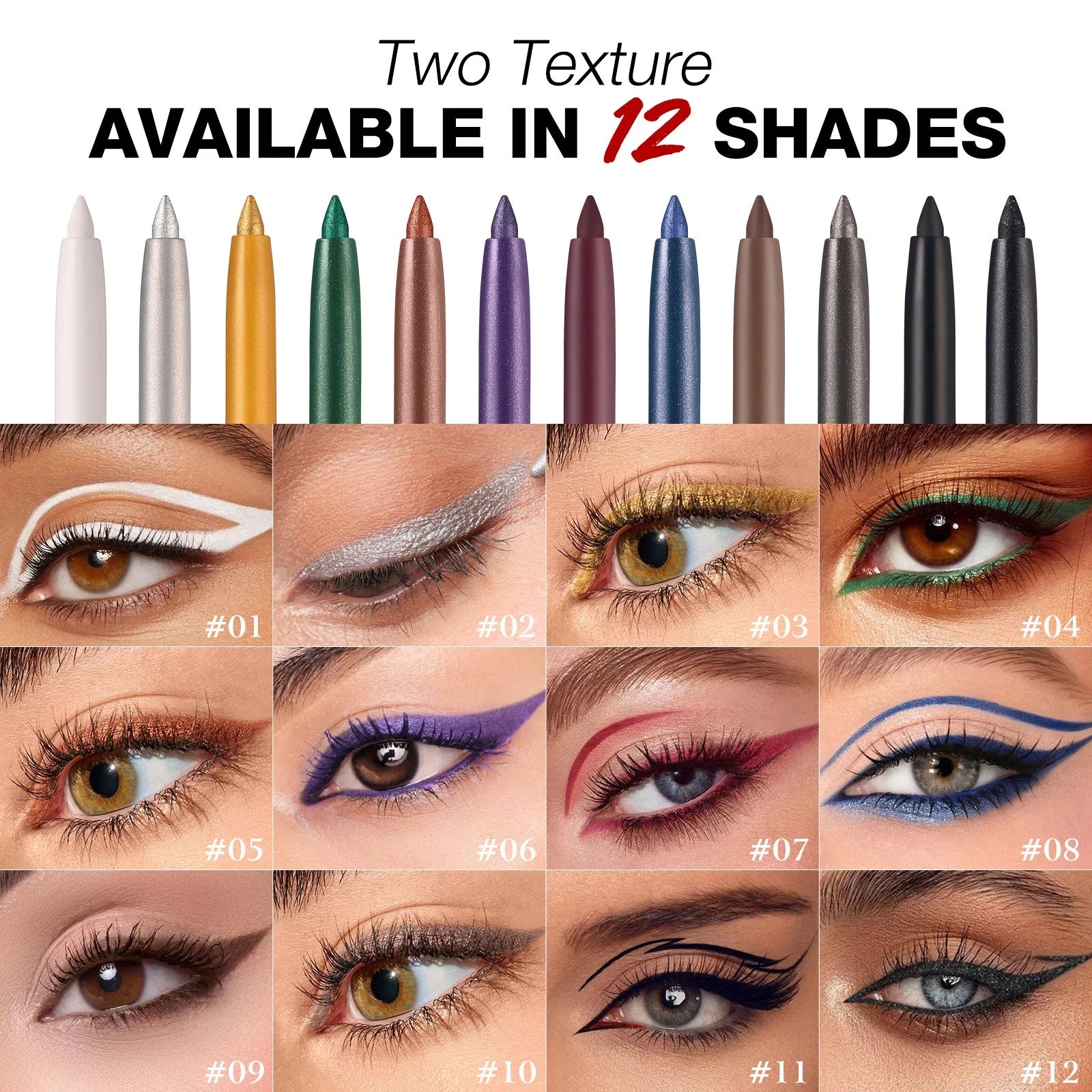 Matte Glitter Gel Eyeliner Pencil Smooth Waterproof Blue Brown Eyeliner Fast Dry Matte Concealer Pen Long Lasting Eyes Makeup Qme