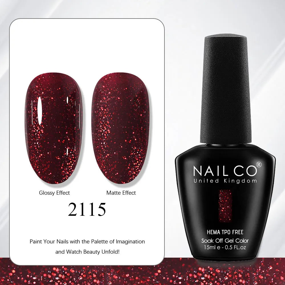 NAILCO Gel Nail Polish Nails Semi-permanent UV Varnish Glitter Glass