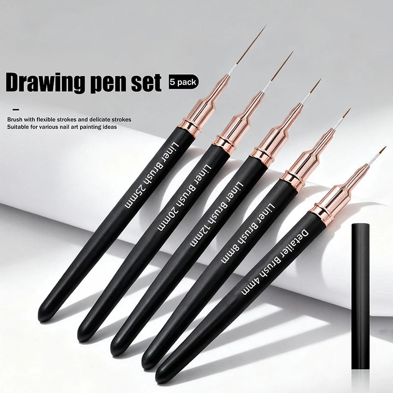 Nail Art Liner Brushes Sizes Painting Design Pen 4 8 12 20 Drawing Qme