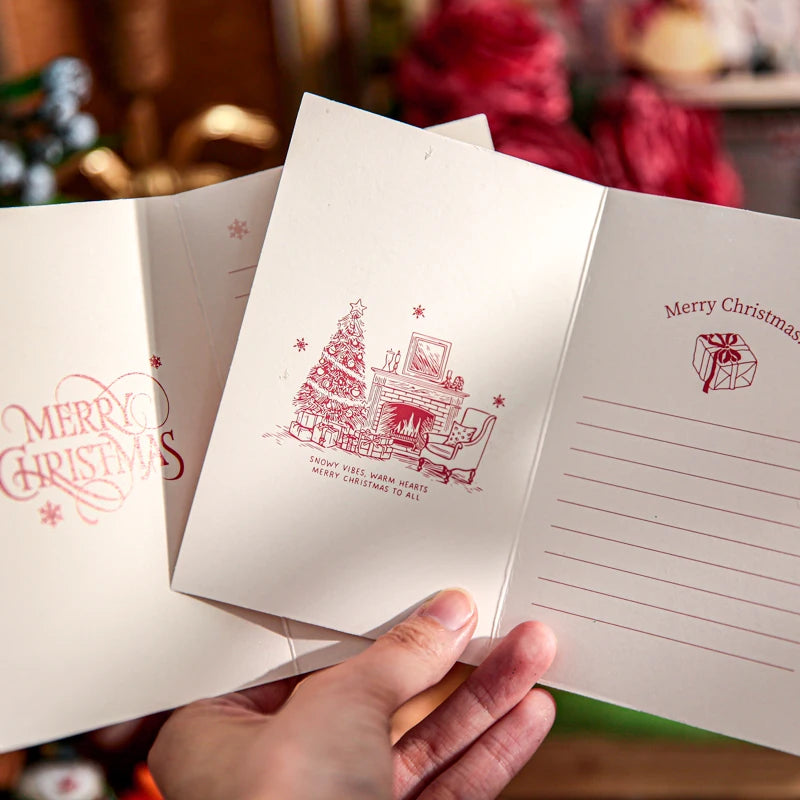 Christmas Greeting Card Single Sheet Holiday Greeting Card for Xmas Gift Wrapping Party Decoration Festive Celebration Qme