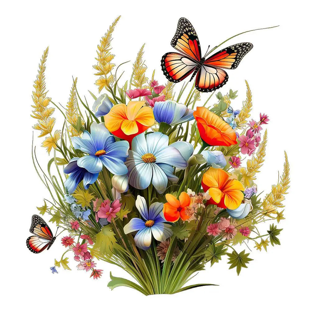 Wall Stickers Butterfly Flower Removable Wall Decal Self Adhesive Toilet Bathroom Refrigerator Sticker Living Room Bedroom Decor Qme