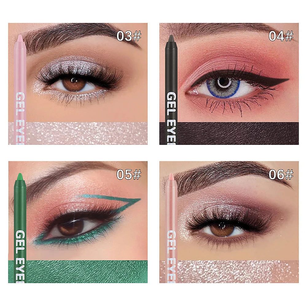 12 Color Matte Eyeliner Gel Pencil Soft Easy to Wear Colorful White Yellow Blue Pink Pearl Gloss Eye Liner Pen Cream Makeup Tool Qme
