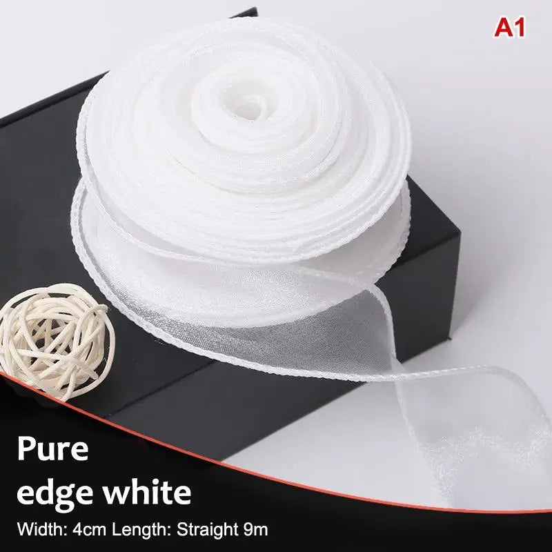 10Yards Organza Solid Ribbon Wavy Edge Flower Bouquet Gifts Packaging