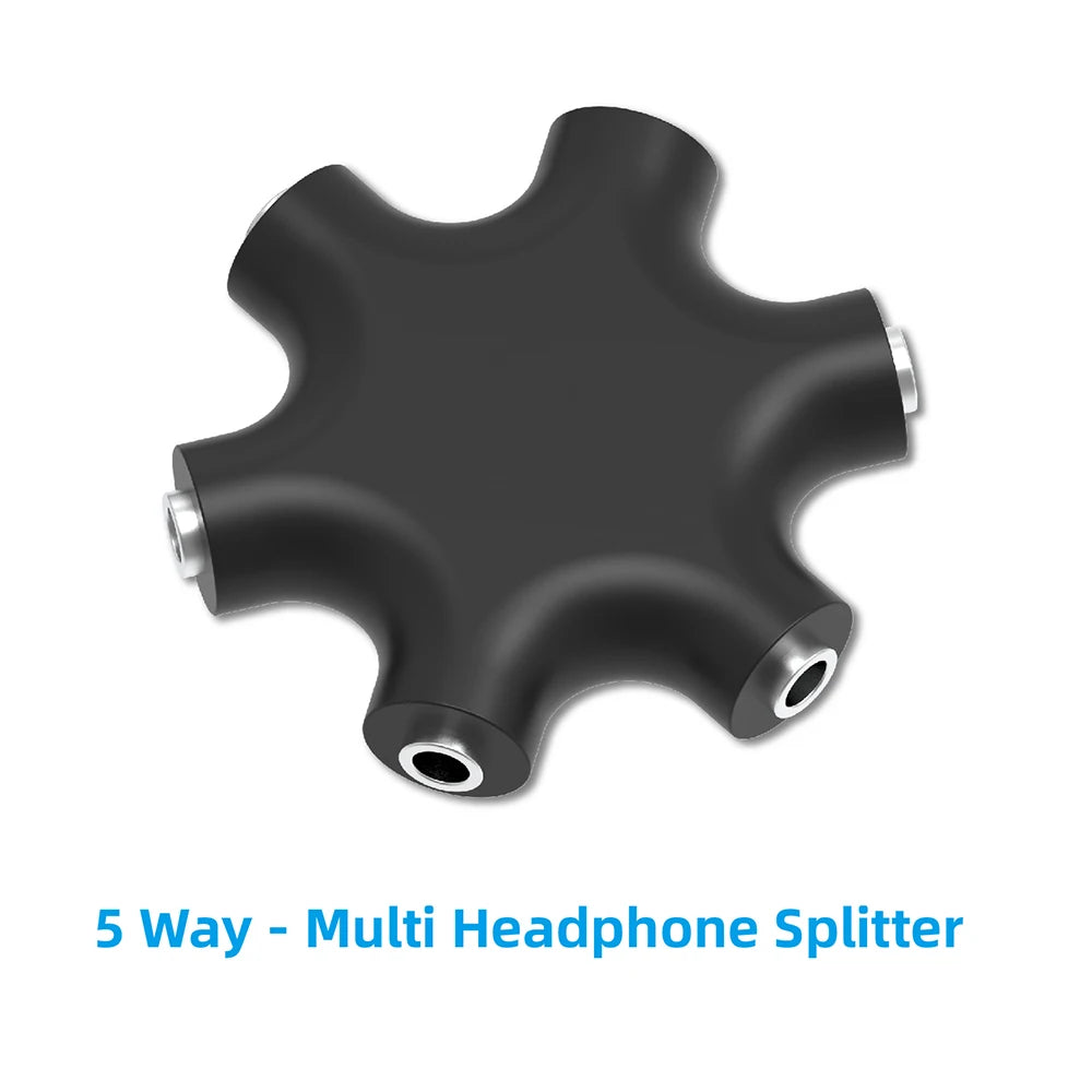 3.5mm Earphone Audio Splitter 1 Male To 1 2 3 4 5 Female Cable 5 Way Port Aux Music Sound Output Cables Stereo Headset Extension Qme