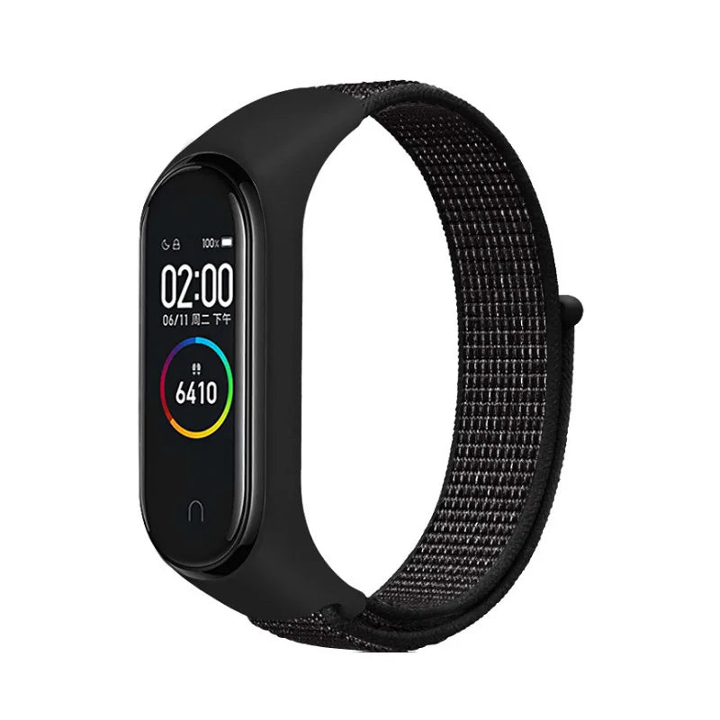 A Durable Nylon Loop Watch Strap with Freely Adjustable Velcro for Xiaomi Mi Band Fashionable Replacement Wrist Band Accessory Qme