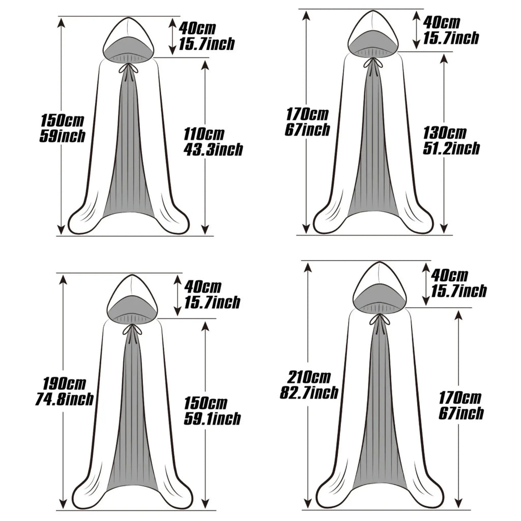 Medieval Wizard Vampire Solid Color Cloak Cosplay Costume Witch Hooded Cloak Carnival Party Dress Up Cape for Adult and Kid Qme