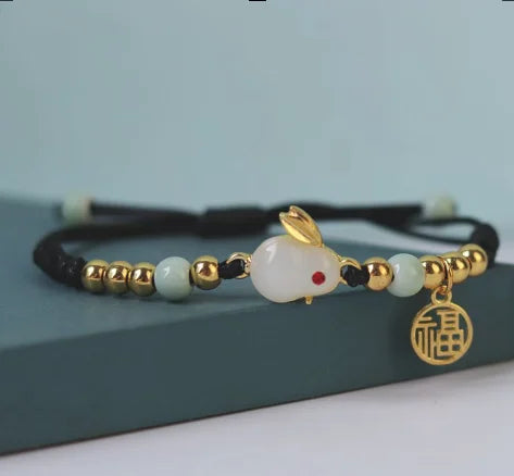 Cute Rabbit Charm Versatile Ceramic Woven Bracelet Hip Hop Kawaii Pendant Rope Chain Jewelry Gift Wholesale Chinese Bracelet Qme Style 3
