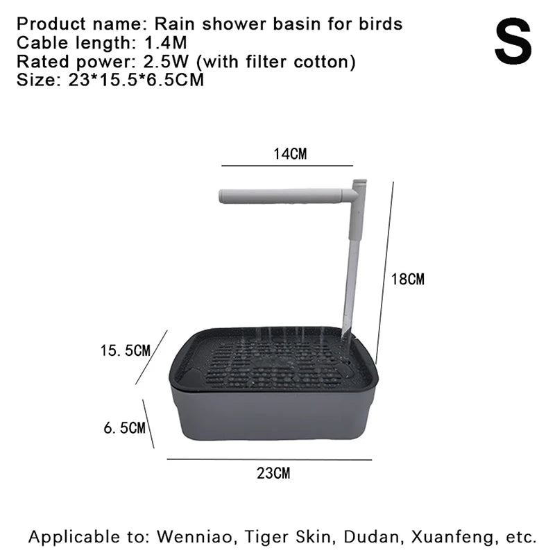 Water Bathtub Shower Fountain Pet Supplies Automatic Parrot Bird Bath Qme 01