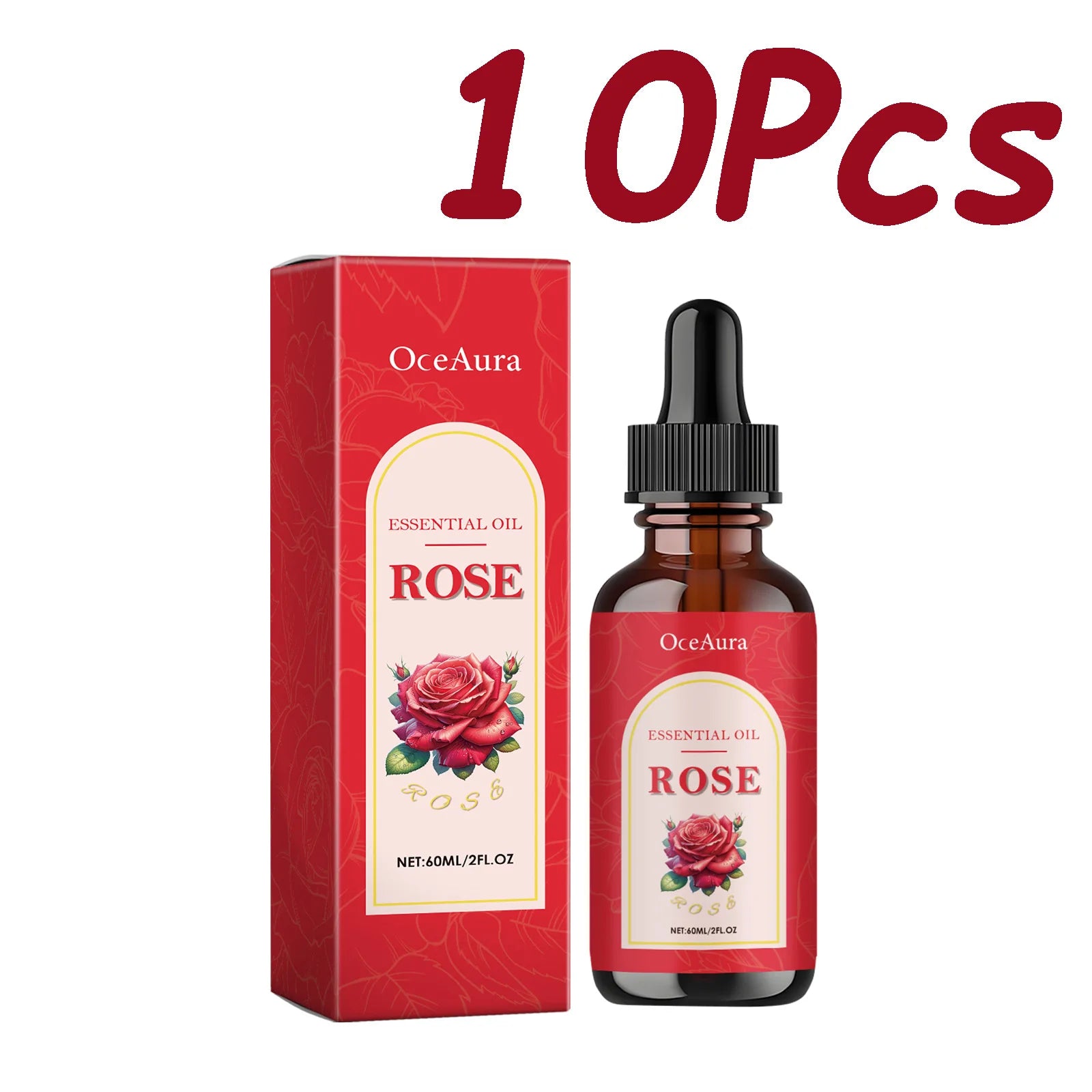 Rose Essential Oil Nourishing Moisturizing Soothing Dryness Skin Soften Delicate Smoothing Massage Essential Oil for Face Body Qme 10Pcs 60ml Boxed