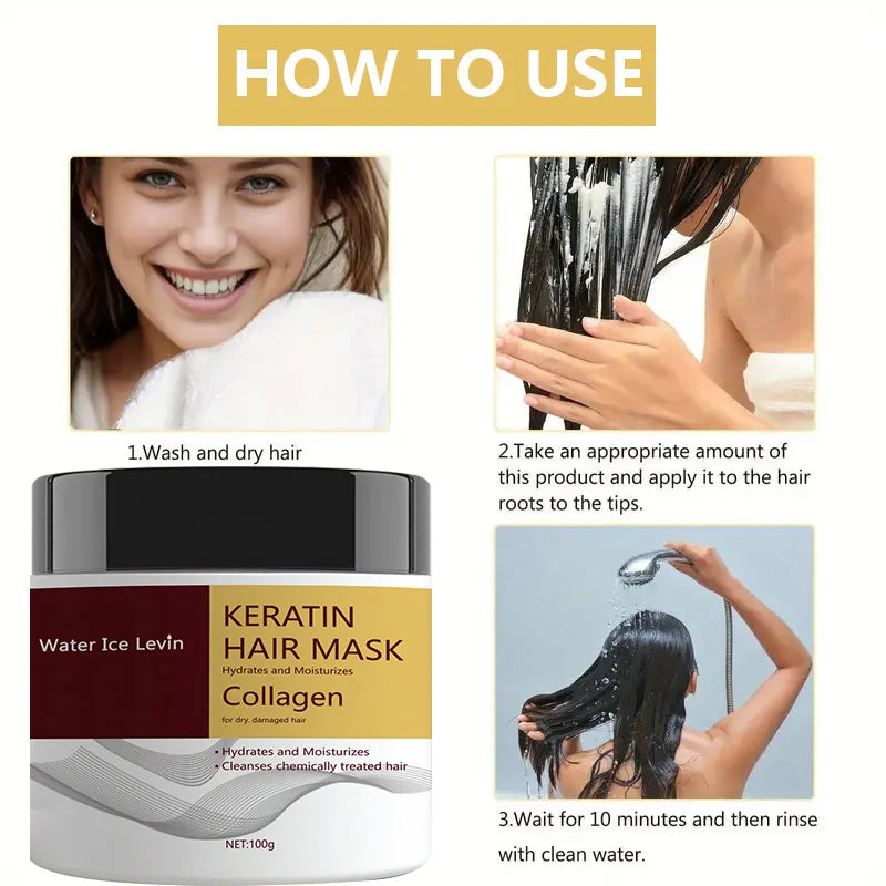 Miracle Hair Mask, Containing Collagen and Keratin - Deep Hair Care with Coconut Oil - Intense Moisturizing and Hydrating - Repairs Fine, Thin, Fragile, Dry, and Damaged Hair Qme