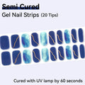 20Tips Semi-cured Gel Nail Sticker Gradient Auroras Polish Wraps Qme NC240210