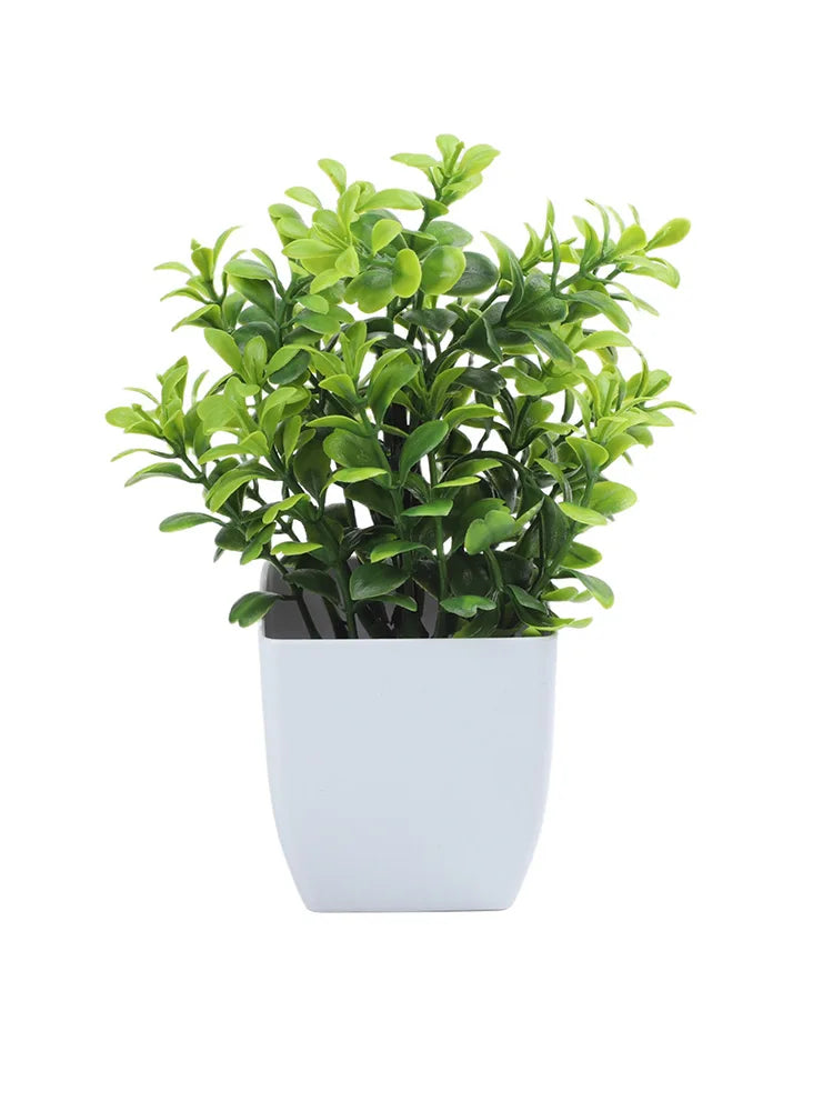 1 Pc Artificial Bonsai Green Fake Plant Simulation Small Potted Lavender Eucalyptus Green Plant Home Office Table Decor Qme E