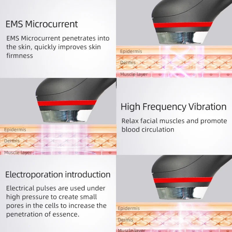 5 Colors Booster Pro LED Facial Light Therapy Eye Beauty Wand Red Light Eye Massager For Skincare & Blue Rejuvenation Tool Qme