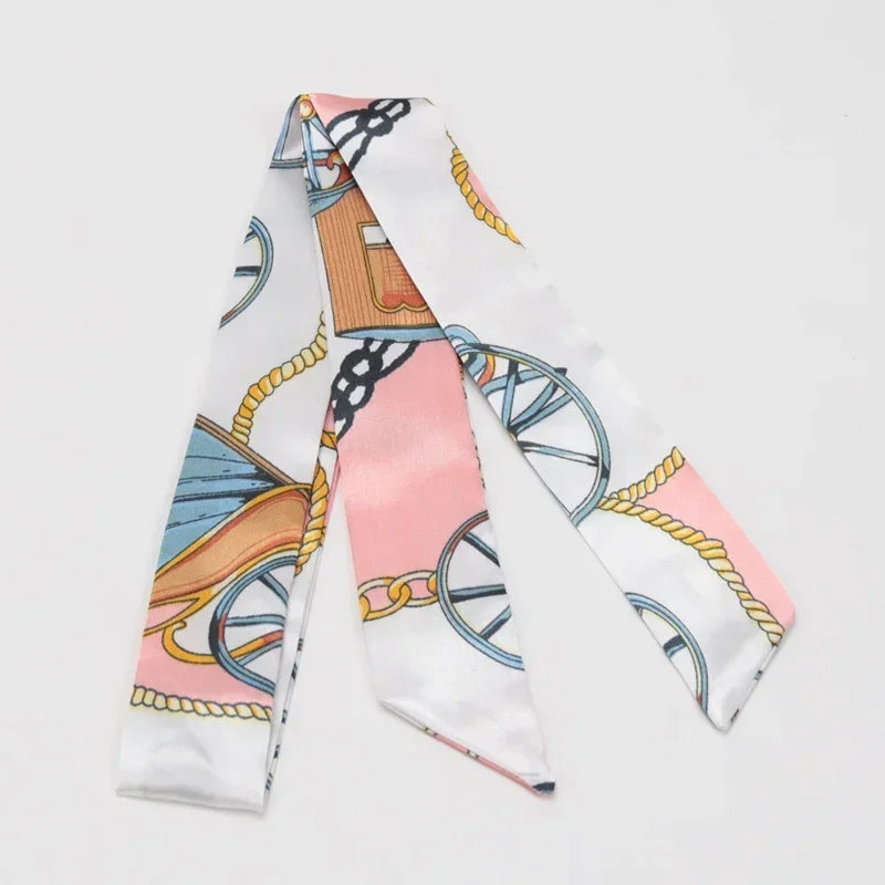 Skinny Scarf Hair Small Women Simple Handle Ribbon Fashion Printing