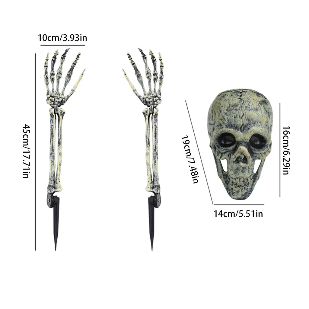 Yard Skeleton Halloween Stakes 3 Pieces Realistic Skull For Pathway Lawn Garden Front Door Yard Fence Qme