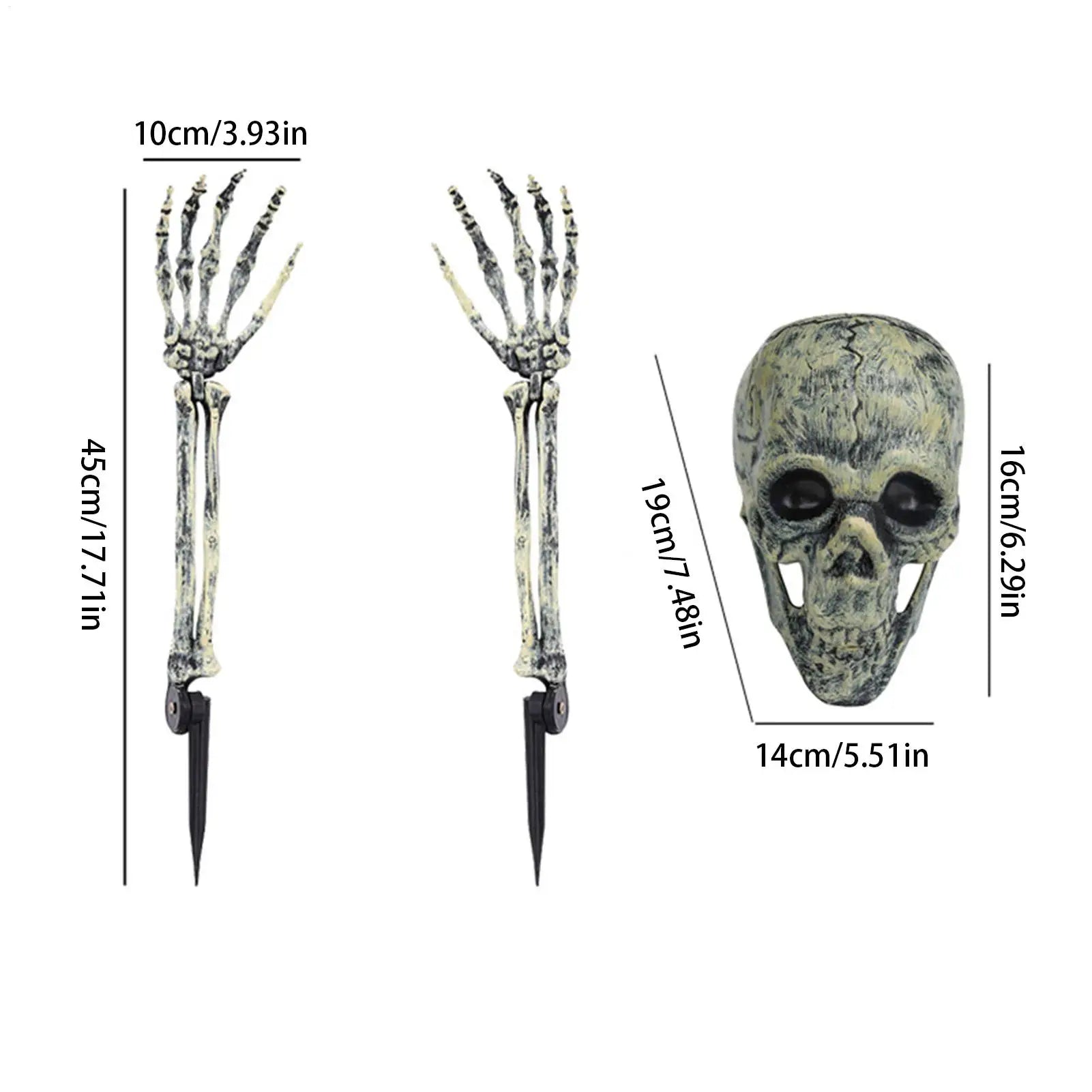 Yard Skeleton Halloween Stakes 3 Pieces Realistic Skull For Pathway Lawn Garden Front Door Yard Fence Qme