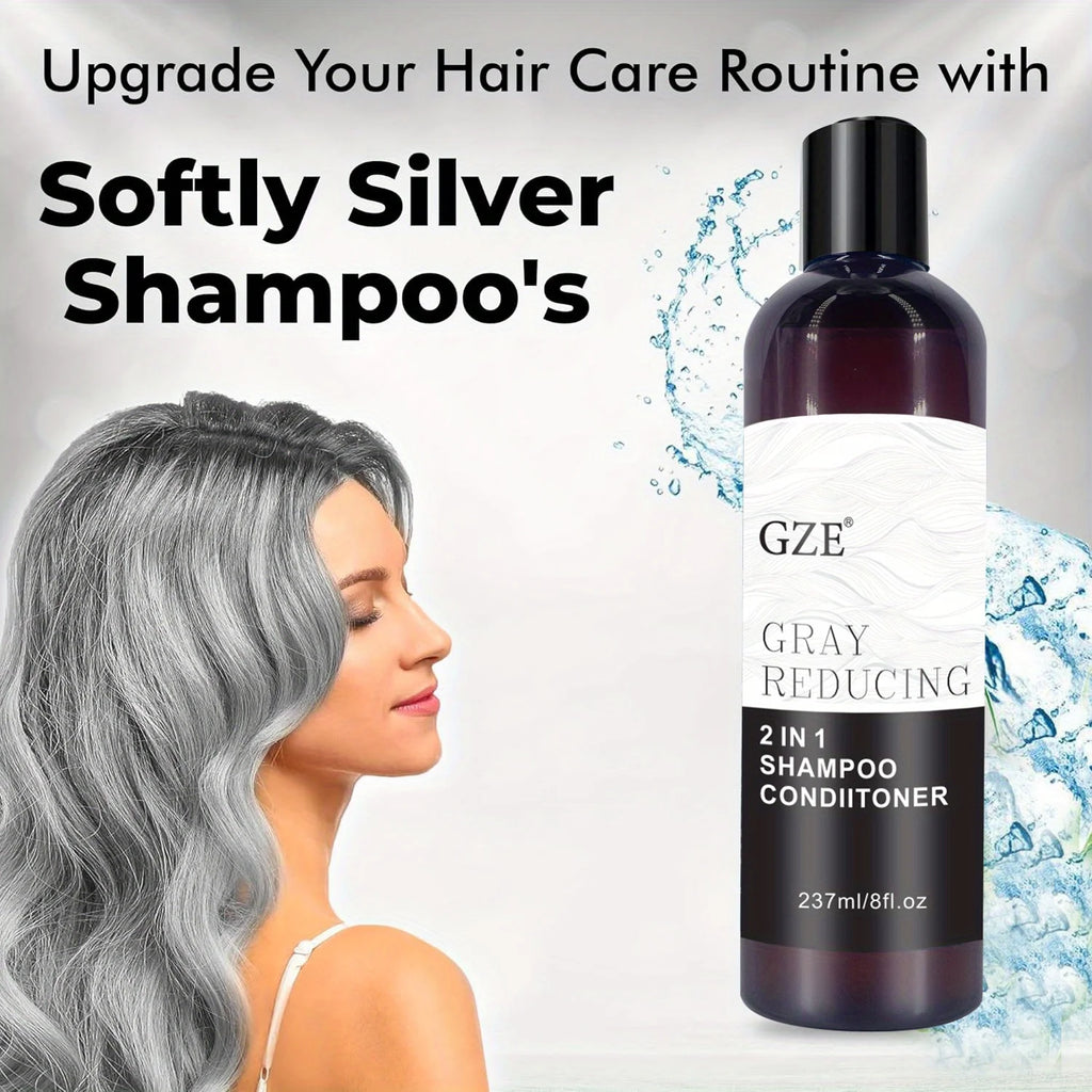 GZE Grey Reducing 2-In-1 Shampoo Conditioner - Softening Properties Say Goodbye to Grey Hair Eliminate Unwanted Grey Hair Tones Qme