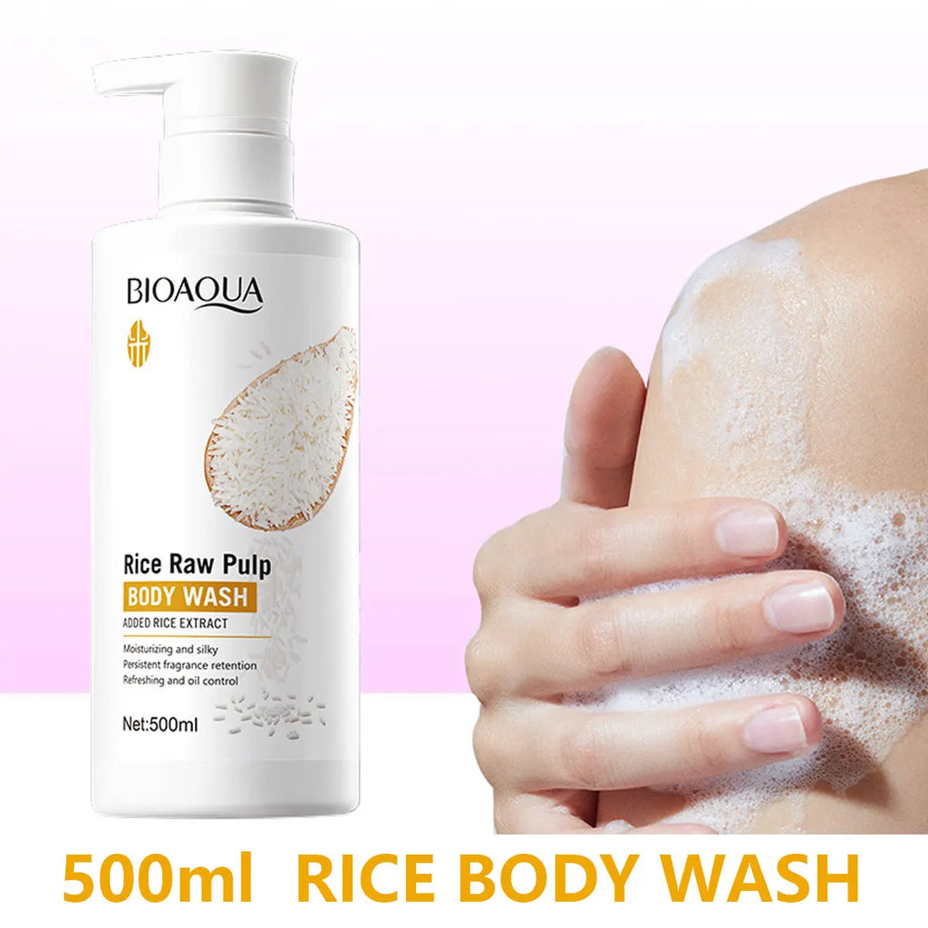 3-Piece Rice Shampoo Conditioner Body Wash Hair Cleansing Qme