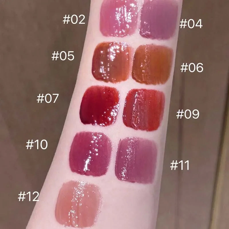Strawberry Lip Gloss Glass Mirror Shine Lip Tint Hydrating Long Lasting Lip Makeup Non-Sticky Water Glossy Liquid Lipsticks Qme