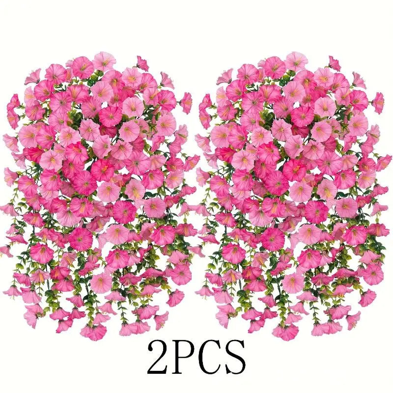 2/4Pcs Versatile Outdoor UV-Resistant Artificial Morning Glory & Eucalyptus Hanging Decor Perfect For Home Garden And Weddings Qme A1