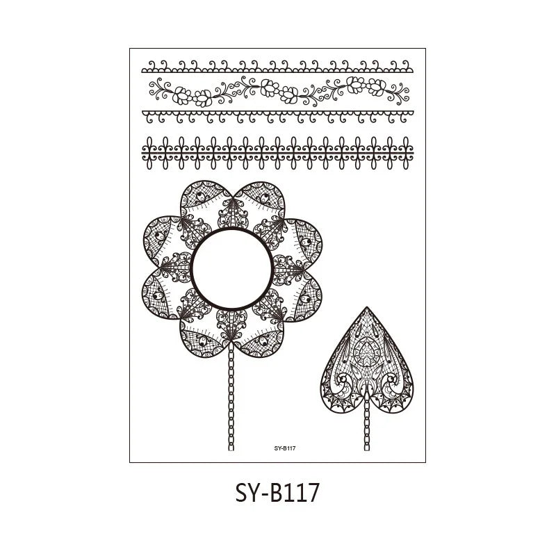 A 4/8 Water Transfer Stickers Mandala Henna Tattoo Stickers Fake Instant Henna Temporary Tattoo Indian Mehndi Flower Waterproof Qme