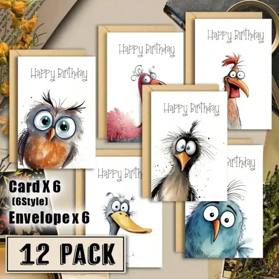 Funny Watercolor Bird Expression Handwritten Greeting Cards 6 Qme