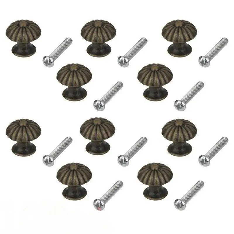 10Pcs European Retro Cabinet Door Single Hole Handle Vintage Mini Round Pull Knobs Wardrobe Drawer Bin Box Handle Cabinet Knobs Qme