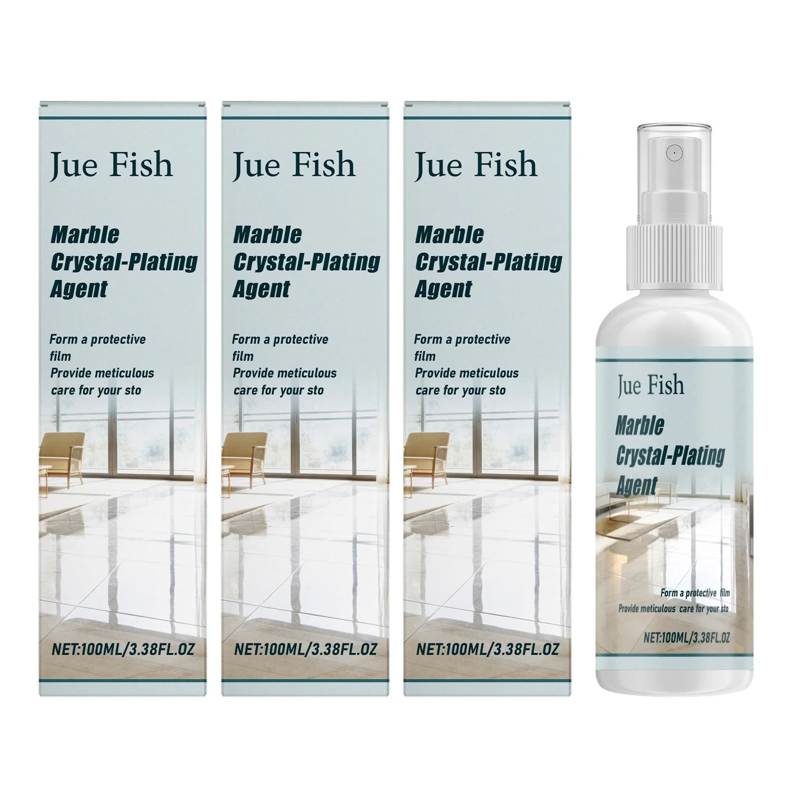 Marble Plating Agent Cleaning Polishing Enhancing Glossiness Form Protective Film Protection Multi Functional Marble Care Agent Qme 3 x 100ml Boxed