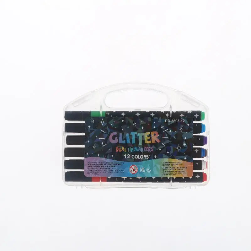 12 24 Colors Single Tip Brush Glitter Art Markers Metallic Paint Qme A