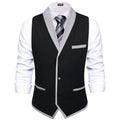 Lapel Waistcoat with Tie Pocket Square Cufflinks Sleeveless Vest Formal Casual For Daily Business Party Wedding Black Blue Qme DPTH-MJDJ3410 M