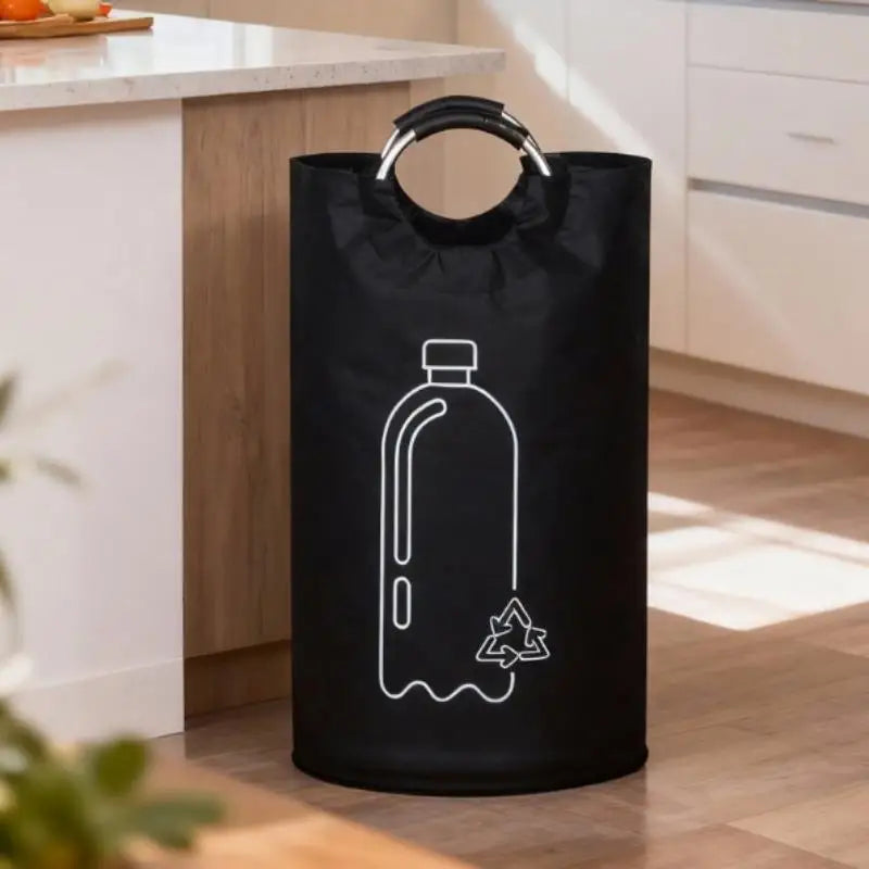 Large Capacity Empty Bottle Storage Basket With Aluminum Handle 82L Wastewater Bottle Collector Bag Folding Recycling Bin Qme