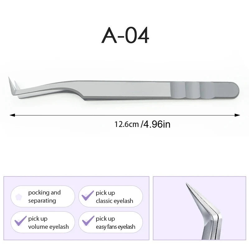 Stainless Steel Eyelash Extensions Tweezers Lash Artists Precision Qme