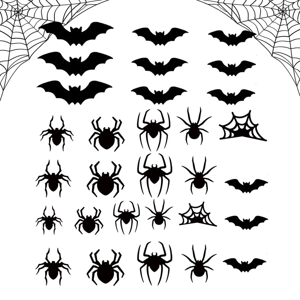 LED Bat Wall Sticker Lighted Bat Spider Decals Realistic 3D LED Wall Sticker for Dorm Bathroom Bedroom Classroom Party Halloween Qme