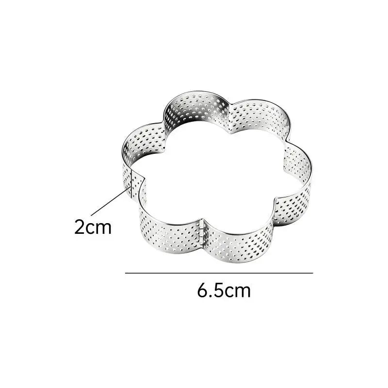 Flower-shaped Tart Mold Hole Ring Stainless Steel Bottom Tower Fruit Qme C