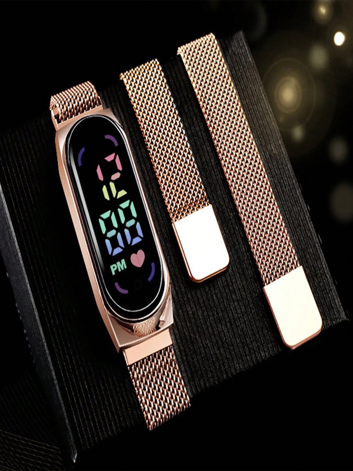 New Student Electronic Watch Candy colored Bracelet Magnet Buckle Love colored Digital Children's Watch Qme